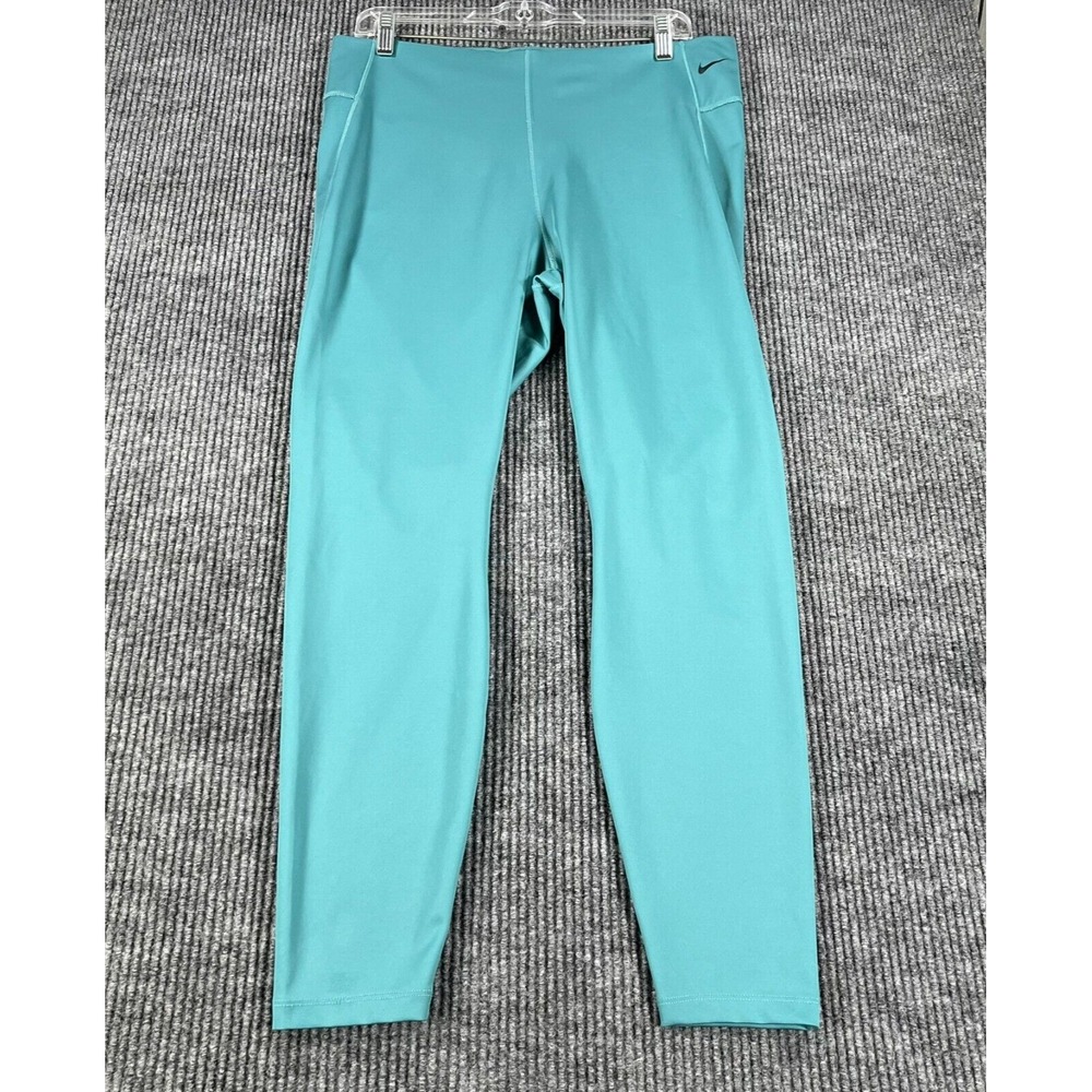 Nike Leggings Womens 2XL XXL Green Dri-Fit Activewear Workout Gym Run Lift